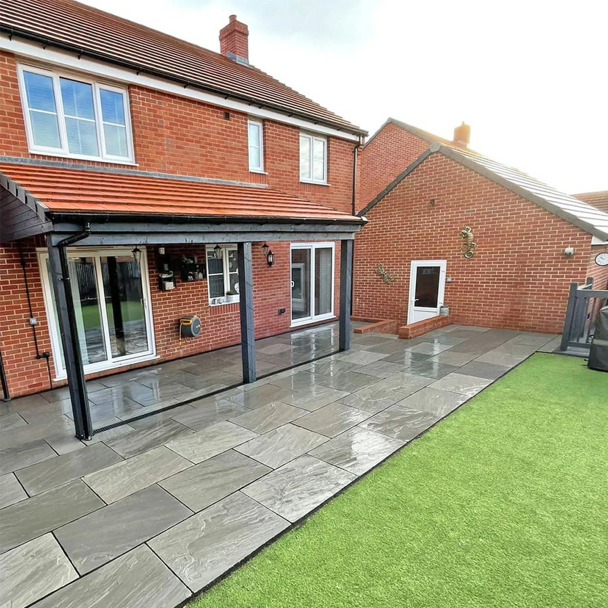 Kandla Grey Indian Sandstone Paving Slabs - Tumbled - 600x600 - 22mm